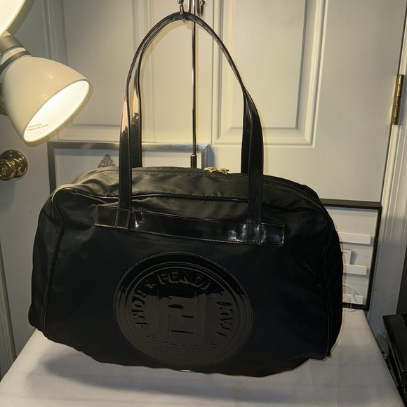 Fendi Patent-Trimmed Nylon Shoulder Bag GUC - Picture 4 of 13